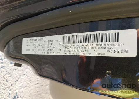 2015 Chrysler Town & Country Touring из США, поврежденный, VIN 2C4RC1BG5FR611364